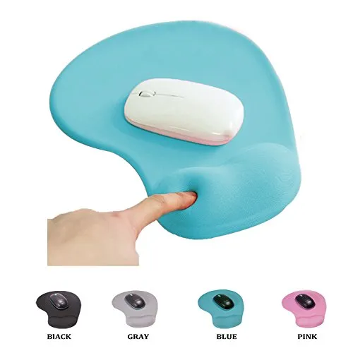 Mauspad mit Handgelenkauflage, Unterseite aus Rutschfestem Gummi, Ergonomisch, Grau / Schwarz / Rosa / Blau