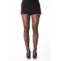 Damen Strumpfhose Schrift Strumpfhose Muster Optik 40 DEN für Frauen Collant Moda S/M