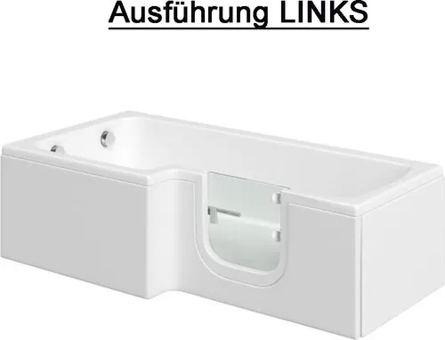 Solarna 170x85/70cm Badewanne mit Tür für Senioren - Praktische Badewanne mit Tür, 170 Liter Volumen, ideal für Senioren. Der niedrige Einstieg sorgt für ein sicheres Badevergnügen. Robuste Konstruktion aus Acryl, mit hochwertiger Sicherheitsglas-Tür.