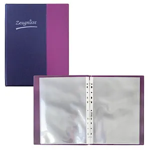Idena Zeugnismappe DIN A4, 10 Hüllen violett/blau, 1 St.