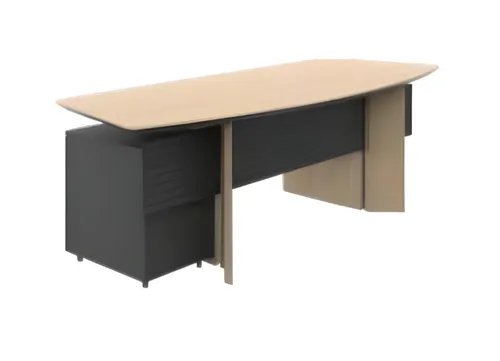 Moderner Schwarz-Brauner Bürotisch aus Holz - Stylischer Bürotisch in Schwarz-Braun, ideal für moderne Arbeitsumgebungen. Mit einer großzügigen Tischplatte von 200 x 97 cm bietet er viel Platz für kreative Ideen und effizientes Arbeiten.
