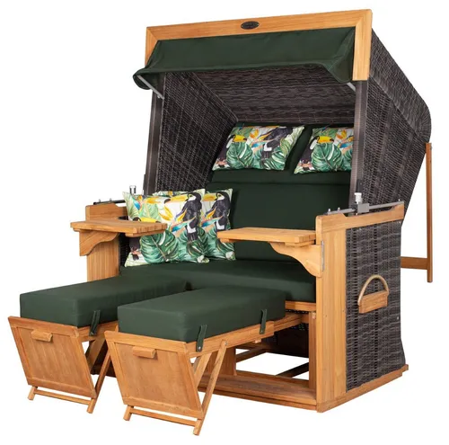 deVries PURE® Strandkorb Friesland Sylt XL - Komfortabler Nordsee-Strandkorb in stone grey - Strandkörbe - Genießen Sie entspannte Stunden im eigenen Garten mit dem deVries Friesland Sylt XL aus Teakholz und PE-Geflecht. Bequeme Polster und eine Schutzhülle bieten höchsten Komfort und Pflegeleichtigkeit.