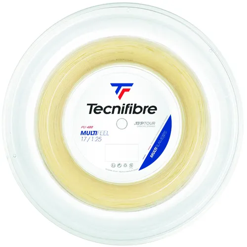 Tecnifibre Tennissaite Multifeel 200m Rolle - Touch & Kontrolle - Tennissaiten mit 985 Filamenten für optimale Dynamik und Komfort. Ideal für Spieler, die Haltbarkeit und Power schätzen. Hergestellt in Frankreich, 1.25mm Dicke.