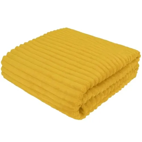 Cotton Market Wohndecke 220 x 240 cm Große Flauschige Kuscheldecke mit feiner Prägung Weich Warm Anschmiegsam Elegant Sofa Bett