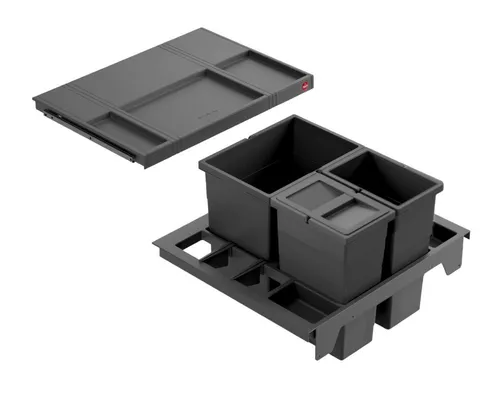 Hailo Separato K Küchen-Abfalleimer - 3-fach Mülltrennungssystem für Einbauküchen, 34 Ltr Gesamtvolumen, robuster Kunststoff und integrierter Deckel für optimale Hygiene.