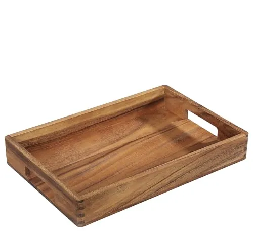 Zassenhaus Serviertablett Akazienholz | Tablett mit Griffen | Frühstückstablett | Holztablett Deko | Tablet für Geschirr | nachhaltig angebautes Hartholz | 42×28×6 cm