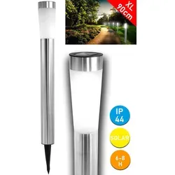 LED Solar Gartenlampe 90cm für Außen Garten Leuchte Lampe Standlampe Outdoor IP44 Wegeleuchte Solarlampen aus Edelstahl für Terrasse, Rasen, Gar... - Silber