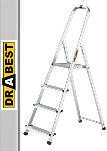 DRABEST Home Aluminiumleiter 4 Stufen 125 kg