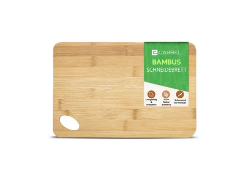 CABBEL Schneidebrett Bambus Kompaktes Küchenbrett Naturholz Nachhaltig, Bambus, 20x15x1 cm Griffloch beidseitig nutzbar Ideal für Obst, Gemüse, Snacks