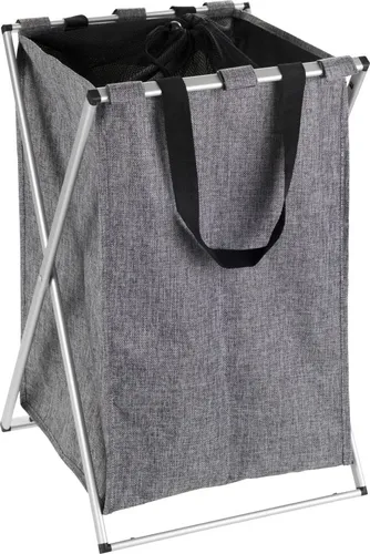 WENKO Wäschesammler Uno Grau Meliert - 52 l Wäschekorb mit Deckel - Wäschekörbe: Stabiler und eleganter Wäschesammler mit 52 l Stauraum, abnehmbarer Wäschesack und Netzabdeckung für optimale Nutzung und Schutz vor Staub.