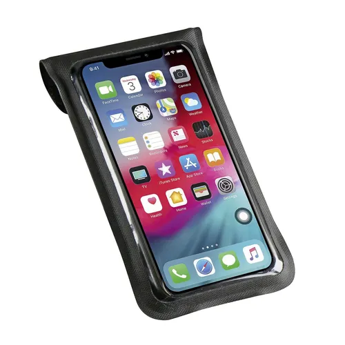 KLICKfix Unisex – Erwachsene Light Phone Bag, schwarz, S - Fahrradtaschen mit klapplasche und klettverschluss, sicherer Halt dank patentierter Befestigung und robustem Design, ideal für unterwegs.