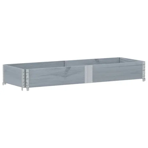 vidaXL Paletten-Aufsatzrahmen Grau 150x50 cm aus Massivholz - Gerüst aus robustem Kiefernholz, ideal zum Stapeln und vielseitig einsetzbar, auch als Hochbeet nutzbar. Faltbares Design für platzsparenden Transport.