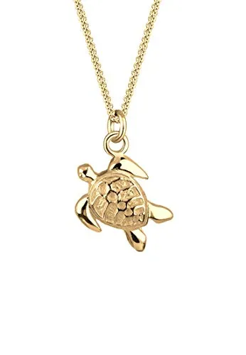 Elli Kette mit Anhänger Schildkröte aus 925 Silber - Ketten mit Anhänger, handgefertigter Schildkröten-Anhänger aus hochwertigem 925 Silber, ideal für Tierliebhaber und als besonderes Geschenk.