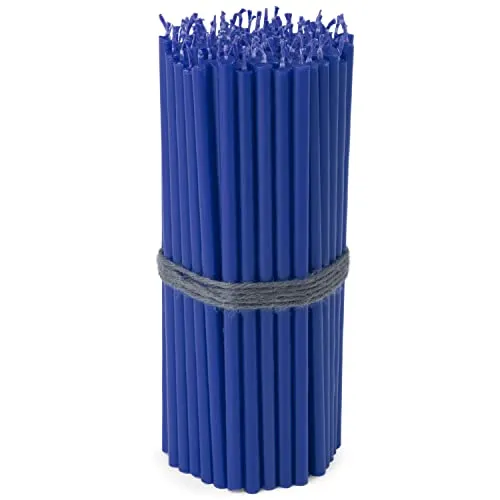 NKlaus - 100x Stabkerzen blau Rußfrei Tropffrei dünn L 16cm Premium Paraffinwachs 36112