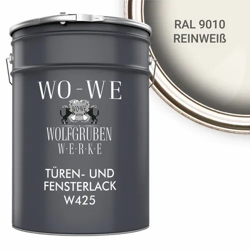 WO-WE Tür- und Fensterlack 3in1 – Seidenglänzend Weiß - Hochwertiger 3-in-1 Lack für Türen und Fenster in reinweiß, mit 4-in-1 Wirkung. Ideal für Metall und Holz, bietet exzellente Haftung und ist UV-resistent. Perfekt für den Außenbereich geeignet.