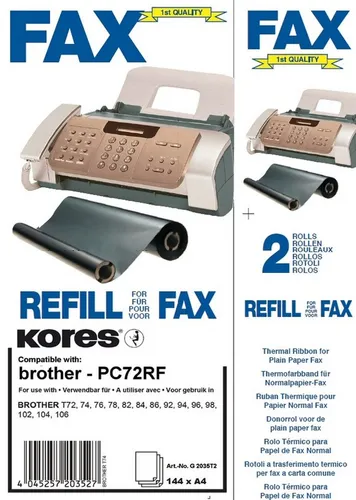 Kores Thermotransferrolle für brother Fax T72, 74, schwarz