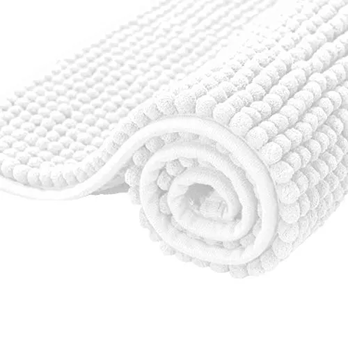subrtex Badematte rutschfest Badezimmerteppich aus Chenille Saugfähig Badteppich weich Wasserabsorbierende Badvorleger für Badezimmer,Maschinenwaschbar(40 x 60 cm, weiß)
