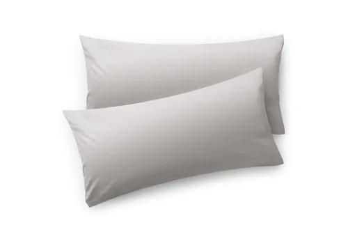 Blumtal Kissenbezug 40 x 80 cm (2er Set) - Hellgrau - 100% Baumwoll-Jersey mit Reißverschluss - Hellgrau