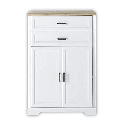 Stella Trading JASMIN Aktenschrank - Landhausstil Büroschrank in Pinie hell - Vertikale Büro-Aktenschränke - Hochwertiger Aktenschrank mit Soft-Close und viel Stauraum für ein gemütliches Büro oder Home-Office.