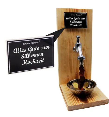 Eiserne Reserve® Geschenkbox zur Silbernen Hochzeit - Grußkarten für die Silberne Hochzeit mit einem einzigartigen Geldhahn – das perfekte Geschenk für unvergessliche Momente.