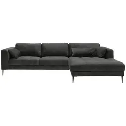 Trendmanufaktur Ecksofa Luzi, Anthrazit, Textil, 4-Sitzer, Füllung: Schaumstoff, Silikon,Schaumstoff, Silikon, Ottomane rechts, L-Form, 280x168 cm, Made in EU, Bettkasten erhältlich, Stoffauswahl, seitenverkehrt Bettfunktion Hocker Rücken echt, Wohnzimmer, Sofas & Couches, Wohnlandschaften, Ecksofas