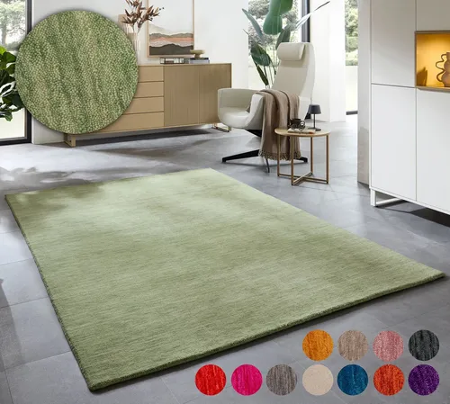 THEKO Wollteppich Holi – Handgewebter Uni-Teppich aus reiner Schurwolle - Flachgewebe-Teppiche, handgewebt aus hochwertiger Schurwolle, temperaturausgleichend und pflegeleicht, in 12 Farben erhältlich.