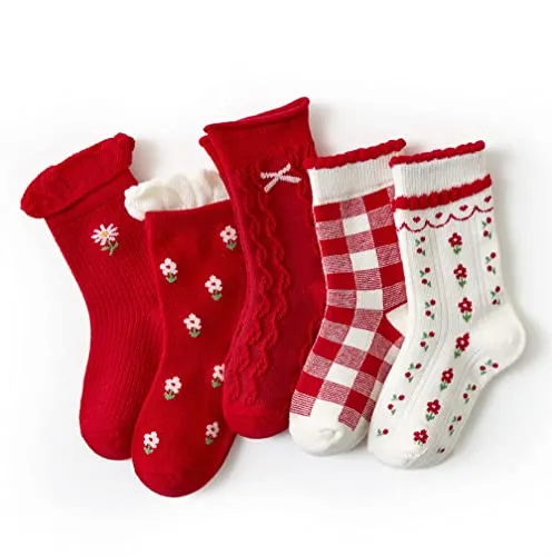 axy Mädchen Kinder Bunte Strümpfe Socken-5er (5er Pack) (DE/NL/SE/PL, Numerisch, 27, 30, Sortiert 1)