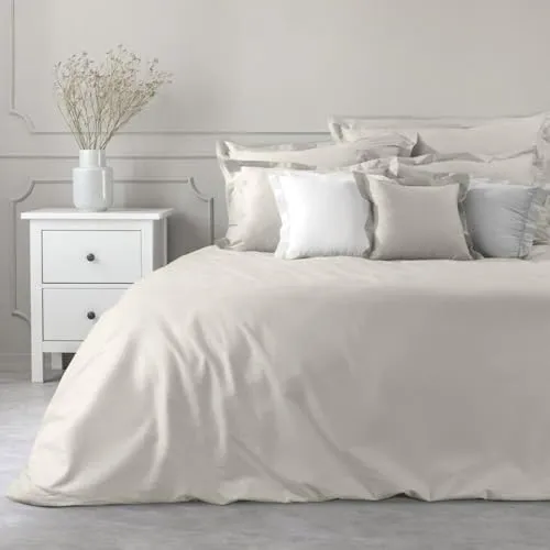 Eurofirany Bettbezug & Kissenbezug - Klassische Bettwäschegarnitur in Beige - Gestalten Sie Ihr Schlafzimmer individuell mit dieser hochwertigen Bettwäsche aus 100% Baumwolle. Pflegeleicht und mit Reißverschluss, ideal für jeden Tag. Kombinieren Sie verschiedene Größen und Farben nach Ihren Wünschen.