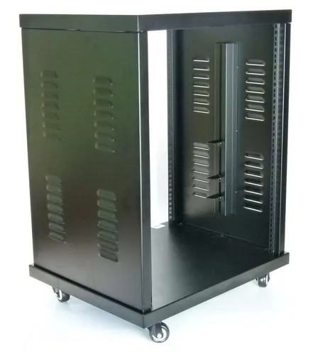 Stahlrack SR-19, 14 HE ROADINGER - Robustes Serverrack für vielseitige Anwendungen - Cases, Racks & Taschen - Stabil und belastbar bis 100 kg, ideal für Studio- und Netzwerkgeräte, inklusive Rollen für einfachen Transport.