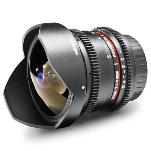 Walimex Pro 8mm 1:3,8 VDSLR Fish-Eye II Objektiv für Canon EF-S - Objektiv für Foto und Video, einzigartige Fish-Eye Perspektive mit stufenloser Blendeneinstellung und hochwertiger Optik, ideal für kreative Aufnahmen.