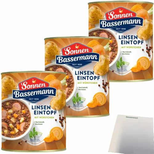 Produktbild Sonnen Bassermann mein Linsen-Eintopf mit Würstchen 3er Pack 3x800g Dose usy