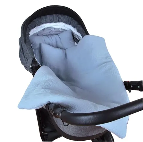 Babylux Babydecke MUSSELIN Kinderwagen Decke 75x60cm Kuscheldecke Stubenwagen MPM (Blau)
