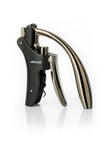 Arcos Zubehör - Manueller Korkenzieher für Flaschenöffner, Griff aus Zinklegierung, mattschwarz, inkl. Kapselschneider