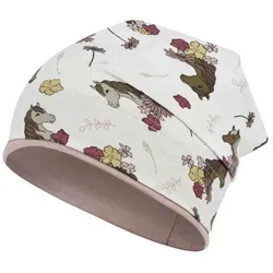 Smarilla Jerseymütze Mädchenmütze Übergangsmütze Stoffmütze beige|rosa 54-56
