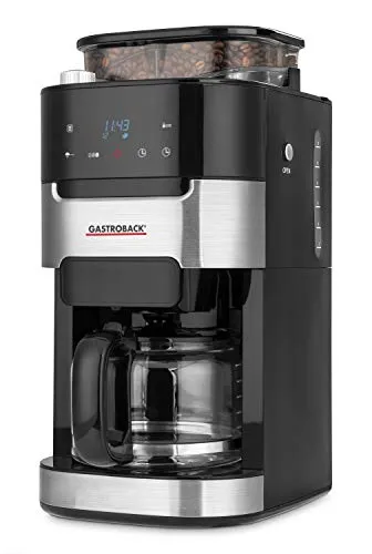 Gastroback Kaffeemaschine Grind und Brew Pro 42711 - Kaffeemaschine mit integriertem Kegelmahlwerk für frisch gemahlenen Kaffee, 12 Tassen, 24 Stunden Timer und Warmhaltefunktion – ideal für Kaffeeliebhaber.