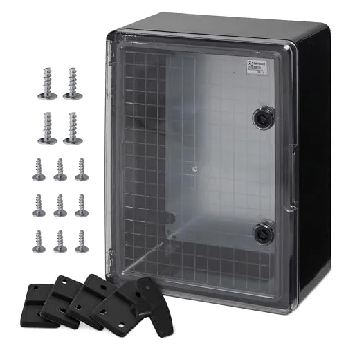 BOXEXPERT® Verteilerkasten außen wasserdicht IP65 - Schwarz, 400x300x170mm - Elektrische Gehäuse mit transparentem Sichtfenster für einfache Kontrollen, robustes ABS-Kunststoffdesign, ideal für industrielle Anwendungen und optimaler Schutz gegen Staub und Wasser.