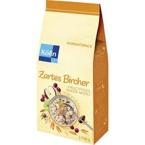Kölln Bircher Müsli - Getrocknete Früchte & Haselnüsse - 1,7 kg - Müslis, köstliches Bircher Müsli mit getrockneten Früchten und Haselnüssen, ideal für ein nahrhaftes Frühstück oder Snack.