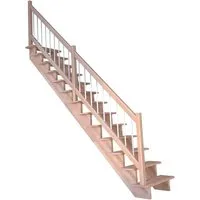 Treppe Lindos Buche Gerade 100 cm Holz-Edelstahl-Geländer FSC®