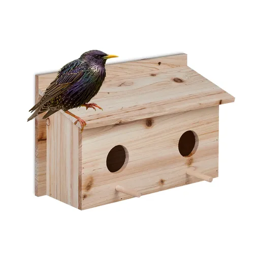 Nistkasten Starenhaus Vogel-Nisthaus Brutkasten aus Holz 2 Einfluglöcher