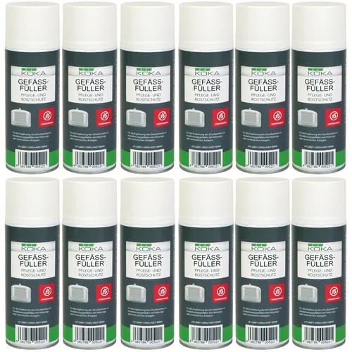 KOKA 12x Gefäßfüller Spray 400ml - Unbrennbar - Sonstiger Werkstattbedarf: 12x unbrennbarer KOKA Gefäßfüller für die einfache Füllung und Wartung von Ausdehnungsgefäßen in Heizungsanlagen, schützt die Membran und sorgt für hohe Ergiebigkeit.