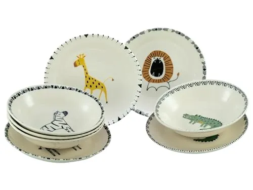 CreaTable Teller-Set Safari Bunt, 8-teilig für 4 Personen von CreaTable