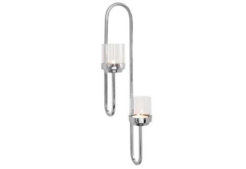 Fink Wandkerzenhalter SAXON - Eleganter Wandleuchter aus Edelstahl und Glas - Nussknacker und stilvoller Wandleuchter, 60 cm hoch, aus hochwertigem Edelstahl und klarem Glas, schafft eine warme Atmosphäre in jedem Raum.