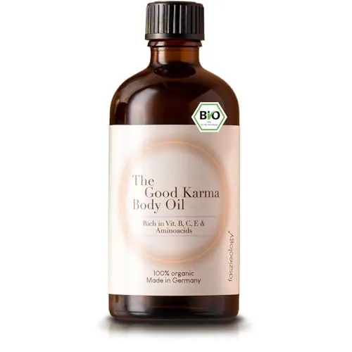 faszieology® The Good Karma Body Oil [100% natürlich & vegan] - Bio Körperöl [100 ml] mit Kokosöl und Vitamin B, C & E - pflegendes Hautöl für den Körper, Massageöl oder Badeöl