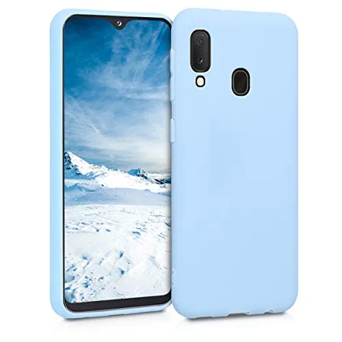kwmobile Handyhülle für Samsung Galaxy A20e Hülle - TPU Case - Kabelloses Laden - Schutzhülle Cover in Hellblau matt