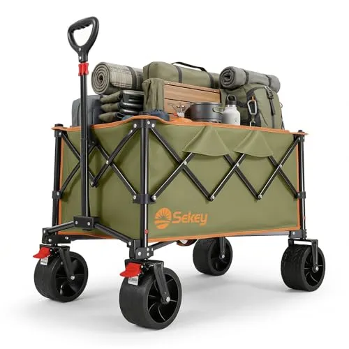 Sekey XXL Faltbarer Bollerwagen – 135L, 150KG Tragkraft in grün von Sekey