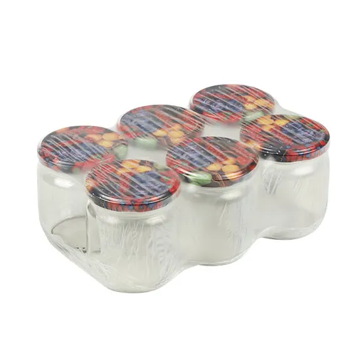 Einmachglas 520 ml rund 6er Set Deckel im Obstdekor mit Schraubdeckel Glas neu
