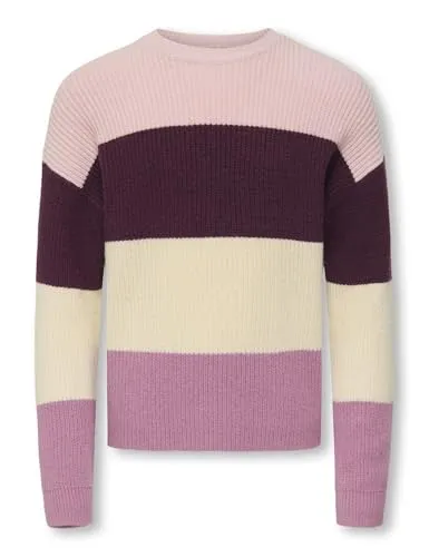 KIDS ONLY Strickpullover KOGSANDY L/S STRIPE - Modischer Kinderpullover in Mauve Wine Stripes, aus pflegeleichtem Strickmaterial, ideal für den Alltag. Perfekt für kleine Trendsetter!