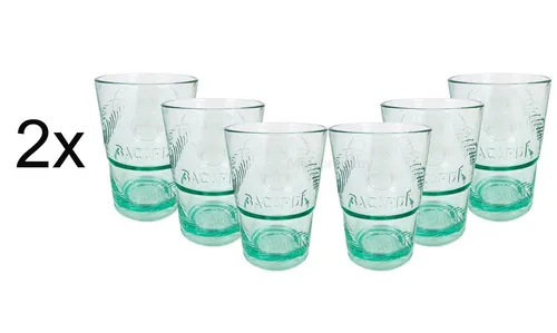 Acar Longdrinkglas Bacardi Rum - 12er Set Kunststoffgläser - Longdrinkgläser Set aus robustem Kunststoff, ideal für Partys und Cocktails wie Mojito oder Cuba Libre, bruchsicher und leicht zu reinigen.