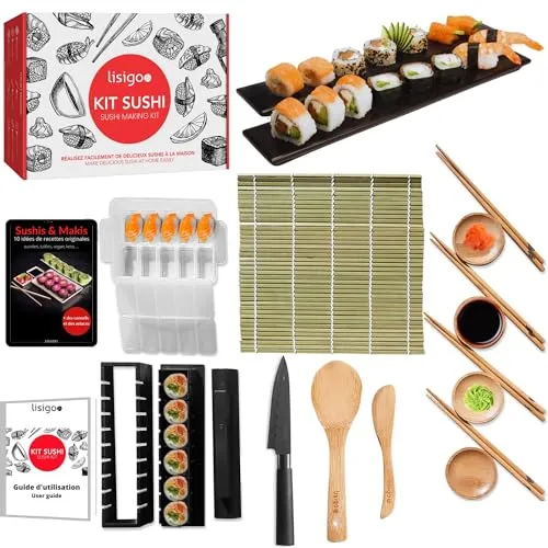 Sushi Maki Set Komplett Sushi Maker Sushi Maker Set Sushi Maker Set mit Bambusmatte Japanisches Messer Essstäbchen Sushi Form Maki Form Geschenk Idee Mann Frau