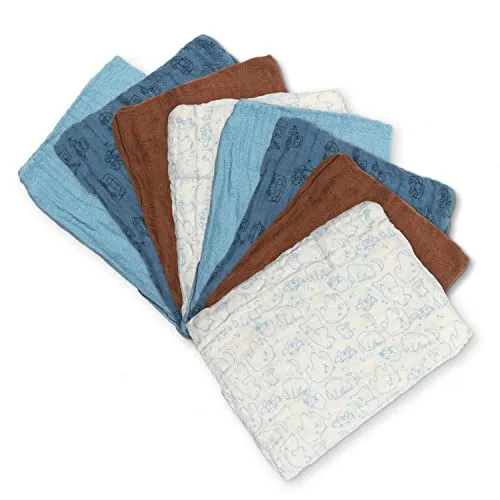 Pippi Babywear Kinder Windel Organic Cloth Muslin (8er Pack) Air Blue - Windeln aus 100% organischer Baumwolle, atmungsaktiv und sanft zur Babyhaut, ideal für umweltbewusste Eltern.